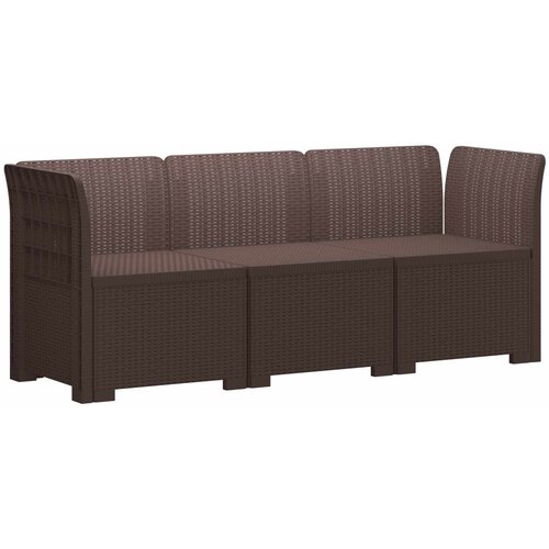 SOFA za vrt za 3 osobe sa izgledom rattan PP Smeđa Slike