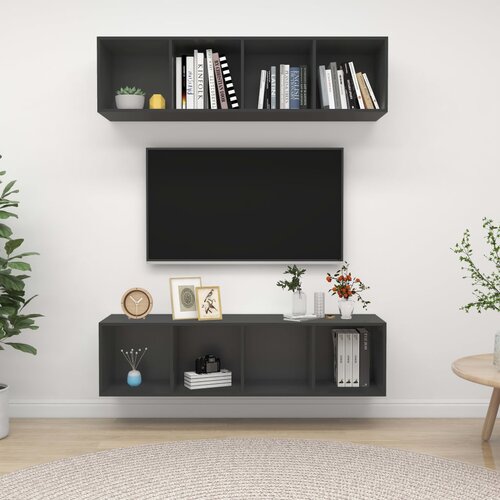 The Living Store Stenske TV omarice 2 kosa sive barve iverna plo&amp;scaron;ča - TV Omarica, (21375059) Slike