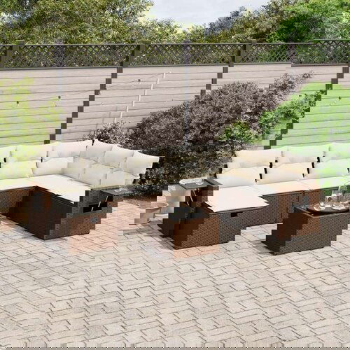 vidaXL 9-dijelni set vrtnih sofa s jastucima poliratan smeđi Cijene