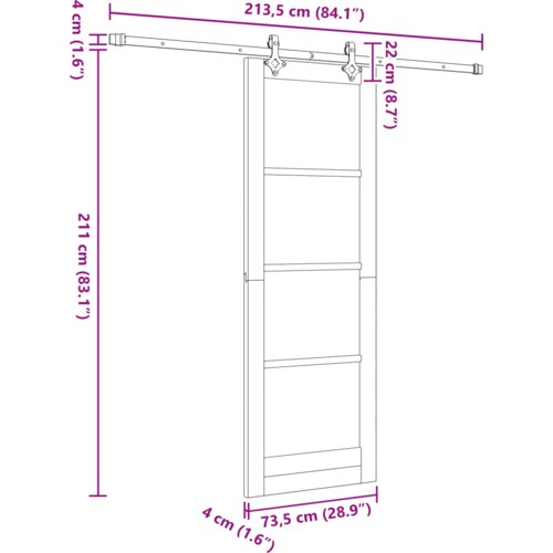 vidaXL klizna vrata s hardverskim setom 73.5x211 cm masivna borovina, unutarnja vrata s staklom 'ORKDAL'73.5x211x4 cm masivna borovina Cijene