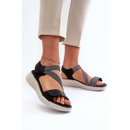 PE1 Women's Comfortable Black Velcro Sandals Eladora Cijene
