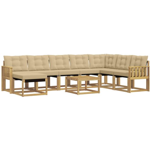 vidaXL Zunanja garnitura za sedenje z blazino 9 pcs Bela in bež, (5000281995) Cene