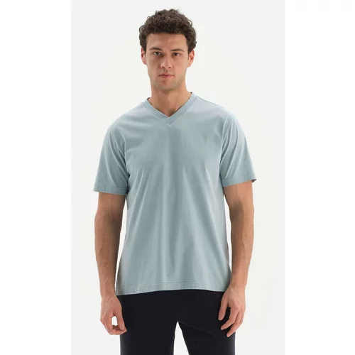 Dagi Blue Basic Supima V-Neck T-Shirt