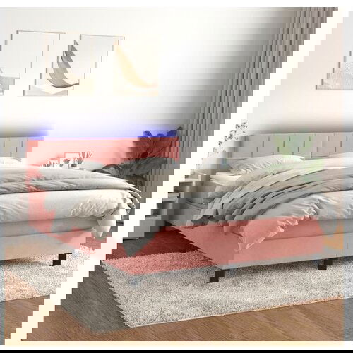 VidaXL Box spring postelja z vzmetnico LED roza 80x200 cm za Slike