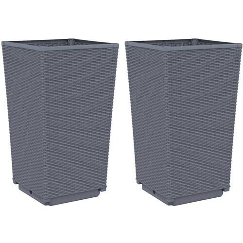 Maison Chic Vrtna cvetlična korita - Cvetlični Lonec 2 kosa siva 32,5x32,5x57 cm PP, (21788542) Slike