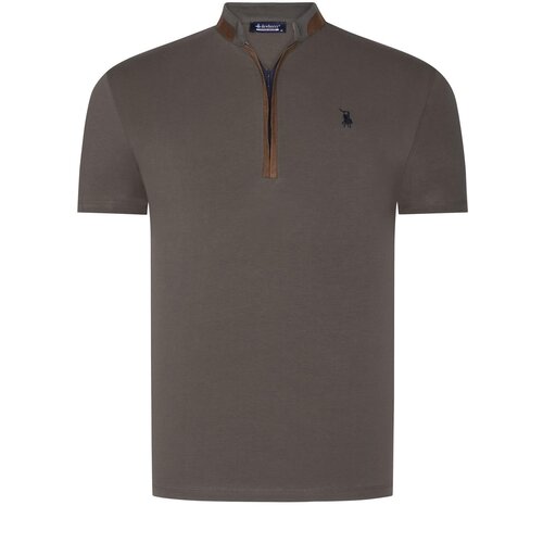 Dewberry T8571 ZIPPERED MEN&amp;#039;S T-SHIRT-PLAIN KHAKI Slike
