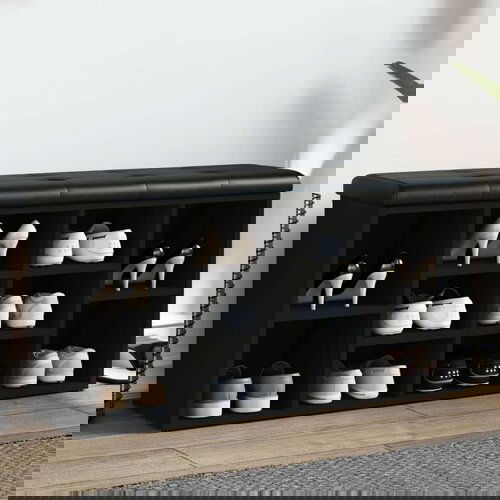  Klupa za cipele crna 102 x 32 x 50 cm od konstruiranog drva Slike