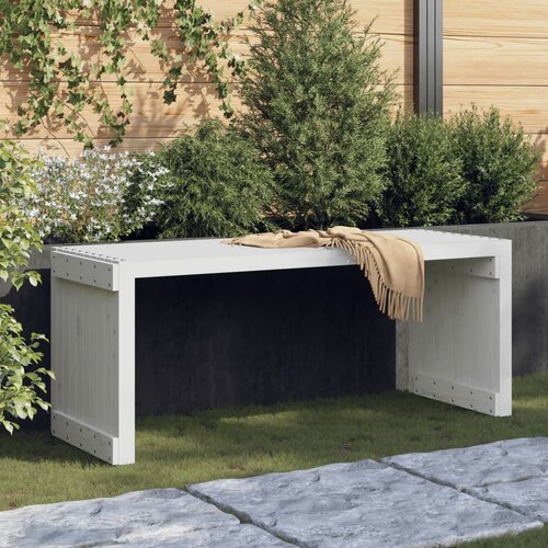 vidaXL Vrtna klop raztegljiva bela 212,5x40,5x45 cm trdna borovina Cene