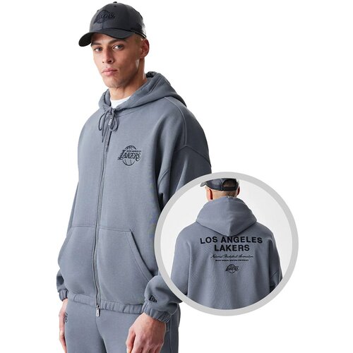 New Era Los Angeles Lakers Linear Dark Grey Oversized Full Zip jopica s kapuco Cene