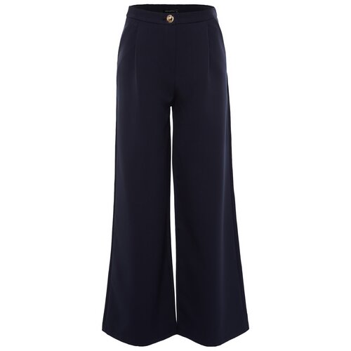 Trendyol navy Blue Flowy Wide Leg Trousers Cene