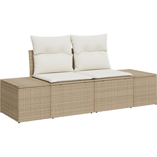 VidaXL Set vrtnih sofa od 10 dijelova s jastučićima Bež Poli Ratan Akacija Slike