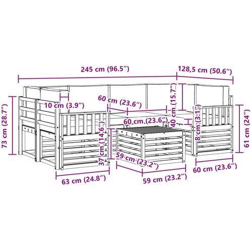  Set vanjskih sofa 7 kom. Prirodna i krem Čvrsto drvo akacije Slike