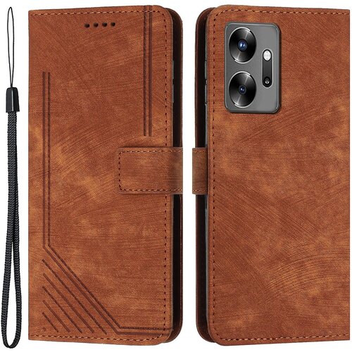 INORCO Za Infinix Zero 20 4G usnjena torbica s stojalom za telefon Skin-touch Lines vtisnjena denarnica ovitek za telefon, (22033212) Slike