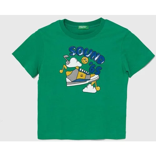 United Colors Of Benetton Dječja pamučna majica kratkih rukava boja: zelena, s tiskom