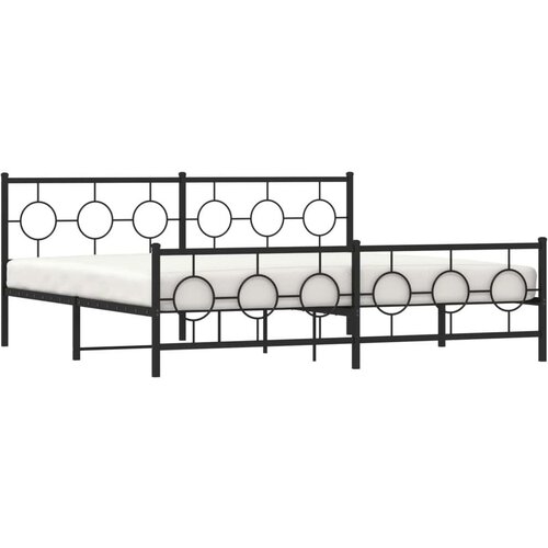  Metalni okvir kreveta uzglavlje i podnožje crni 193x203 cm Slike