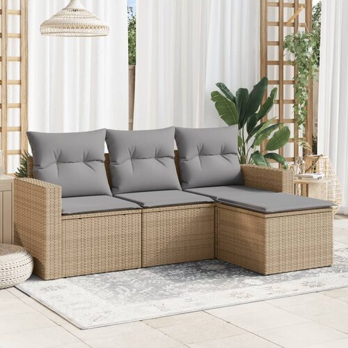  4-dijelni set vrtnih sofa s jastucima bež od poliratana Cene