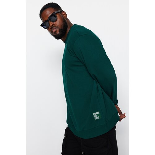 Trendyol Emerald Men&amp;#039;s Plus Size Regular/Regular Cut, Comfortable with Labels, Cotton Sweatshirt. Slike
