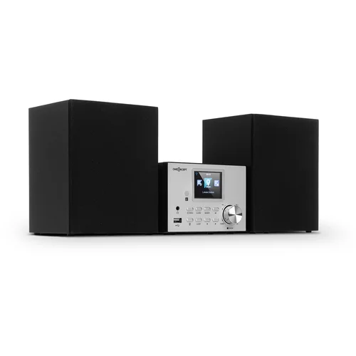 OneConcept Streamo, stereo sustav s internet radiom, WLAN DAB+ UKW CD-Player BT, srebrna boja