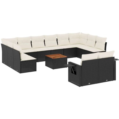 VidaXL 13-dijelni set vrtnih sofa s jastucima poliratan crni Slike