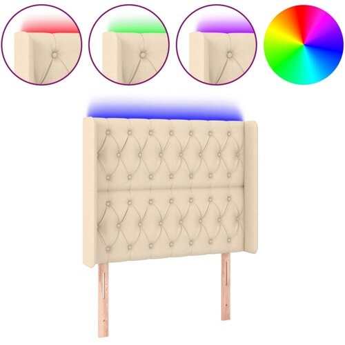 Maison Chic led posteljno vzglavje - vzglavna omarica - nočna omarica krem 103x16x118/128 cm blago, (21706701) Slike