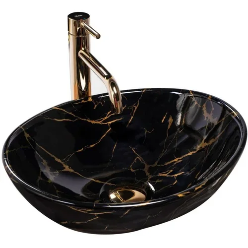 REA Bath Sofia Black Marble Shiny countertop umivalnik