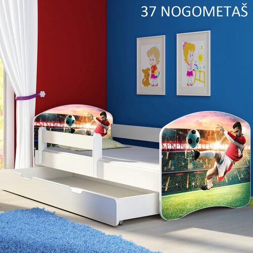  Dječji krevet ACMA s motivom, bočna bijela + ladica 180x80 cm 37 Nogometa&scaron; Cijene