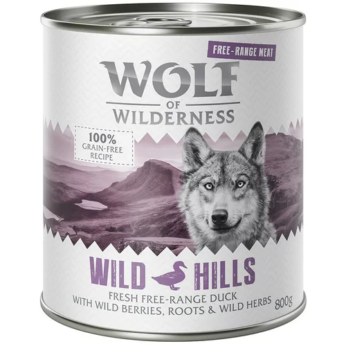 Wolf of Wilderness Ekonomično pakiranje 24 x 800g "Free-Range Meat" - Wild Hills - pačetina iz slobodnog uzgoja