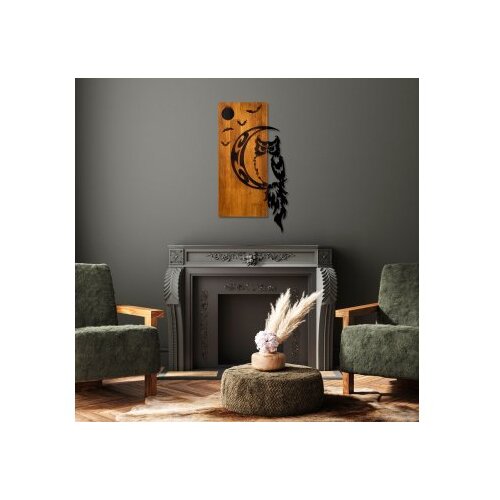 Wallxpert Zidna dekoracija Sova, 36x66x3 cm, Smeđa boja Slike