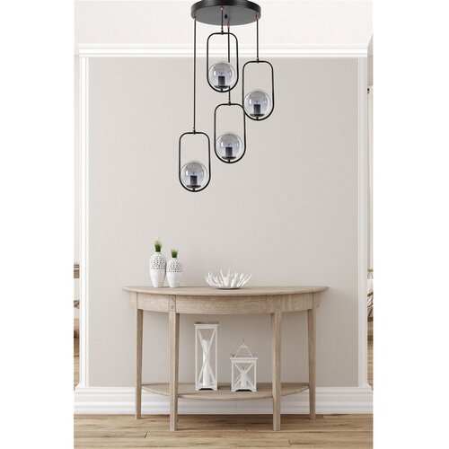Opviq Ahu 4 Lü Tepsili Füme Camlı Siyah Sarkıt Black Chandelier Cene