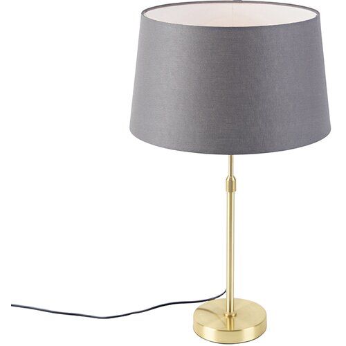 QAZQA Namizna svetilka zlata / medenina s platnenim odtenkom siva 35 cm - Parte Slike