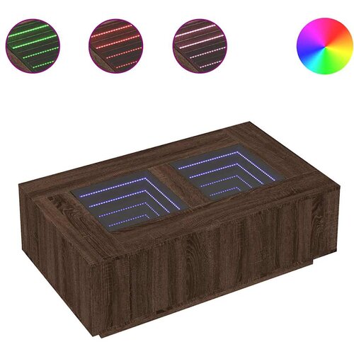 Maison Chic Klubska mizica - kavna mizica - Nizka mizica z neskončnimi LED rjavi hrast 116x69x40 cm, (21751981) Slike