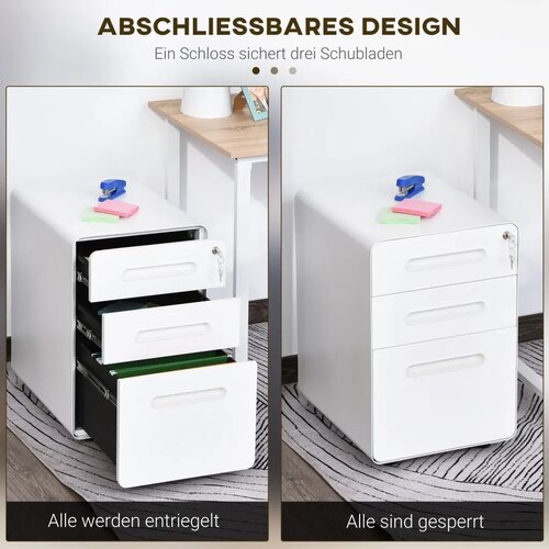  Mobilni ormar za spise s 3 ladice 39x48x59 cm bijeli Slike