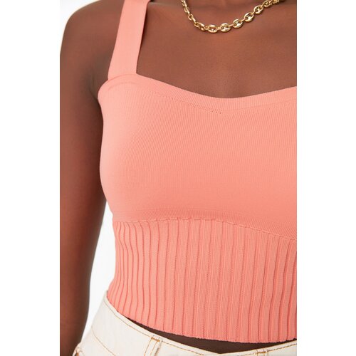 Trendyol Coral Crop Knitwear Blouse Cene