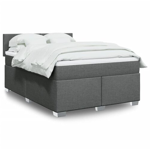 VidaXL Okvir kreveta s oprugama i madrac svjetlosivi 160x200cm tkanina Slike