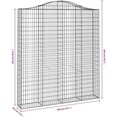  Gabionska ko&amp;scaron;ara s lukom 200x30x220/240 cm pocinčano željezo Slike