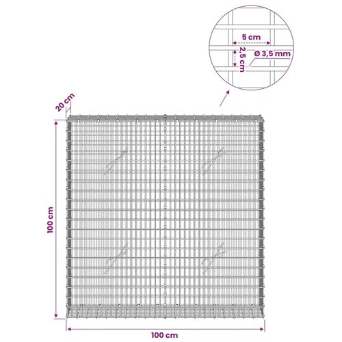  Gabion s žicom debljine 3 5 mm i mrežom 5x2 5 cm 100x20x100 cm - 20 cm 100 cm 100 cm Slike