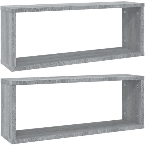 Maison Chic Stenske Police - Viseča polica kockaste 2 kosa sive sonoma 60x15x23 cm inž. les, (21758651) Slike
