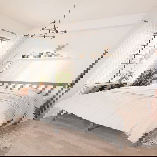 Furnova Posteljni okvir siv iz trdne borovine 200x200 cm, (21935681) Slike