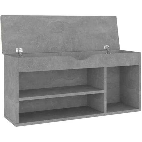 VidaXL klupa za cipele s jastukom boja betona 104 x 30 x 49 cm iverica Slike
