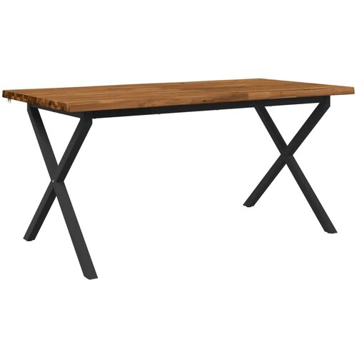  Stol za blagovanje s prirodnim rubom 160 x 80 x 75 cm Prirodna - Prirodna i crna 160 x 80 x 75 cm Živi rub Slike