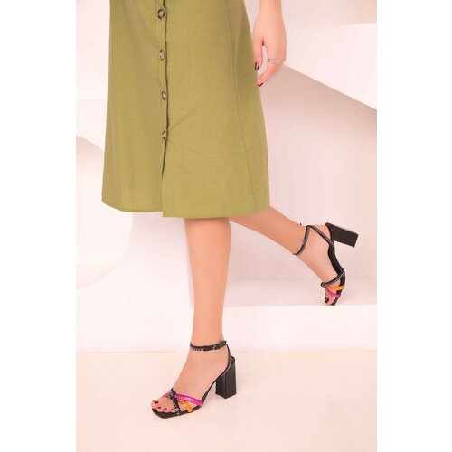 Soho black multi women's classic heeled shoes 18013 Slike