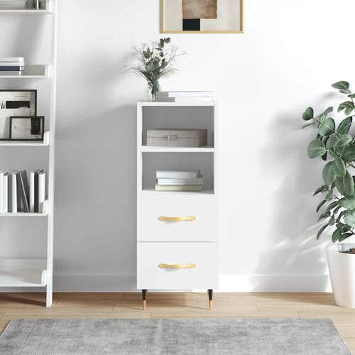  Komoda sjajna bijela 34,5 x 34 x 90 cm od konstruiranog drva Slike