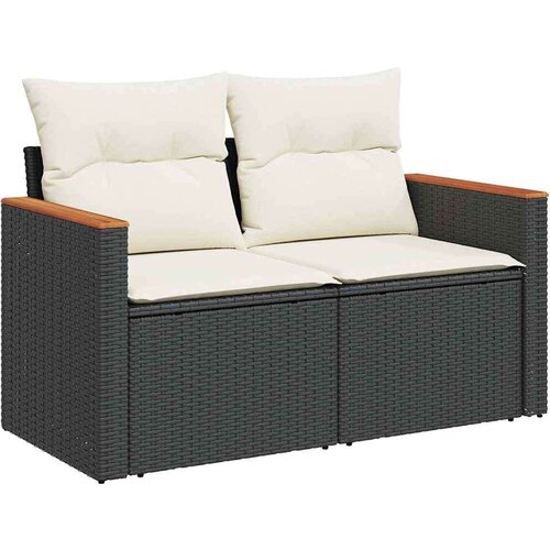 VidaXL 11-dijelni set vrtnih sofa poliratan i bagrem s jastucima crni Slike