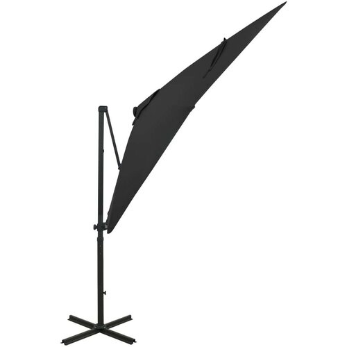  Konzolni suncobran sa šipkom i LED svjetlima 250 cm crni Cijene