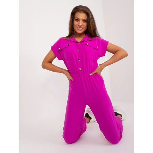 Fashion Hunters Purple short-sleeved jumpsuit