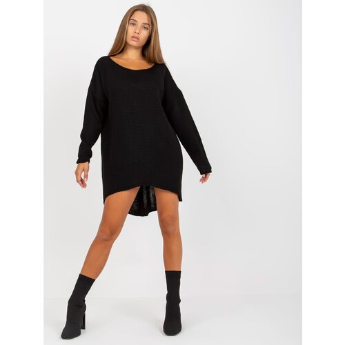 Fashion Hunters OCH BELLA black oversize sweater with a longer back Slike