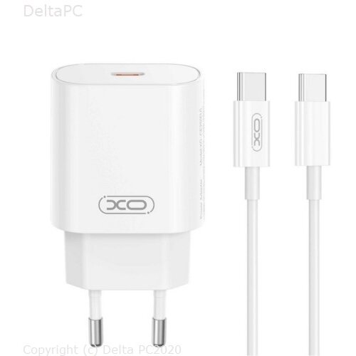 XO wall charger CE25 PD 25W 1x USB-C white + cable USB-C - USB-C Cijene