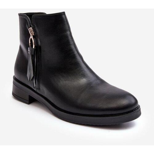 Kesi Women's Leather Flat Shoes Black Vasica Cene