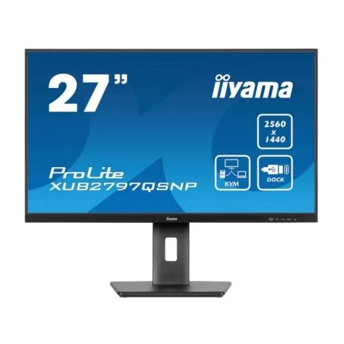 Iiyama 27" IPS-panel, 2560x1440, EyeComfort, 15cm Height Adj. Stand, USB-C Dock (LAN/65W PD/DP-OUT) 1ms, 350cd/m2, Speakers, USB-C, HDMI, DisplayPort, USB HUB (2x3.2+2xC) Cene