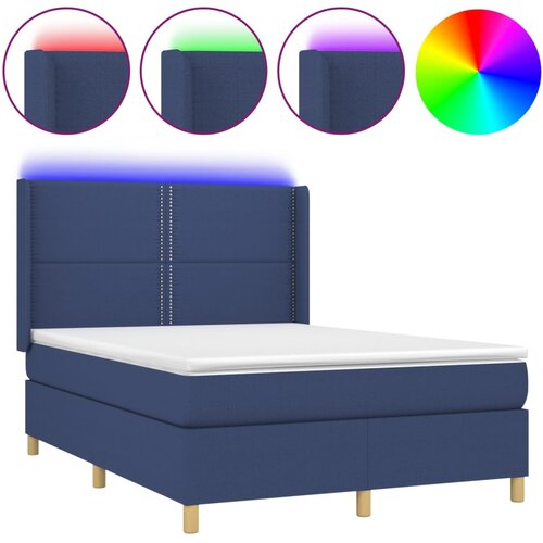 Maison Chic Box spring postelja - Vzmetna postelja z vzmetnico LED modra 140x200 cm blago SL15300, (21903738) Cene